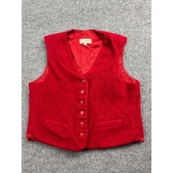 L.L. Bean Jackets & Blazers - Vintage L.L. Bean Wool Vest Women's M Red Button Up Freeport Maine USA